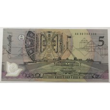 AUSTRALIA 1992 . FIVE 5 DOLLARS BANKNOTE . OVERPRINT . FIRST PREFIX